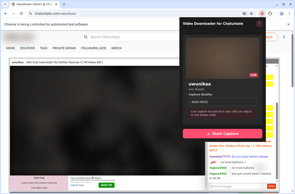 Chaturbate Video Downloader browser extension screenshot 5